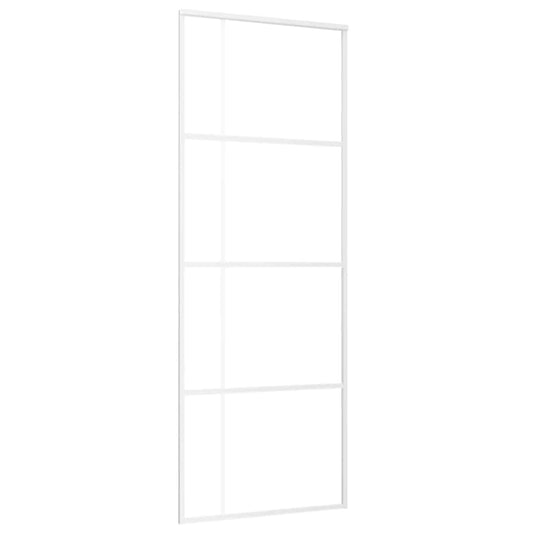 vidaXL Συρόμενη Πόρτα Λευκή Αμμοβολή 76 x 205 εκ. Γυαλί ESG/Αλουμίνιο