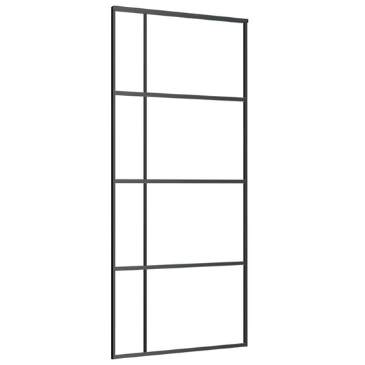 vidaXL Συρόμενη Πόρτα Μαύρη 90 x 205 εκ. από Γυαλί ESG / Αλουμίνιο