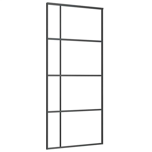 vidaXL Συρόμενη Πόρτα Μαύρη Αμμοβολή 90 x 205 εκ. Γυαλί ESG/Αλουμίνιο