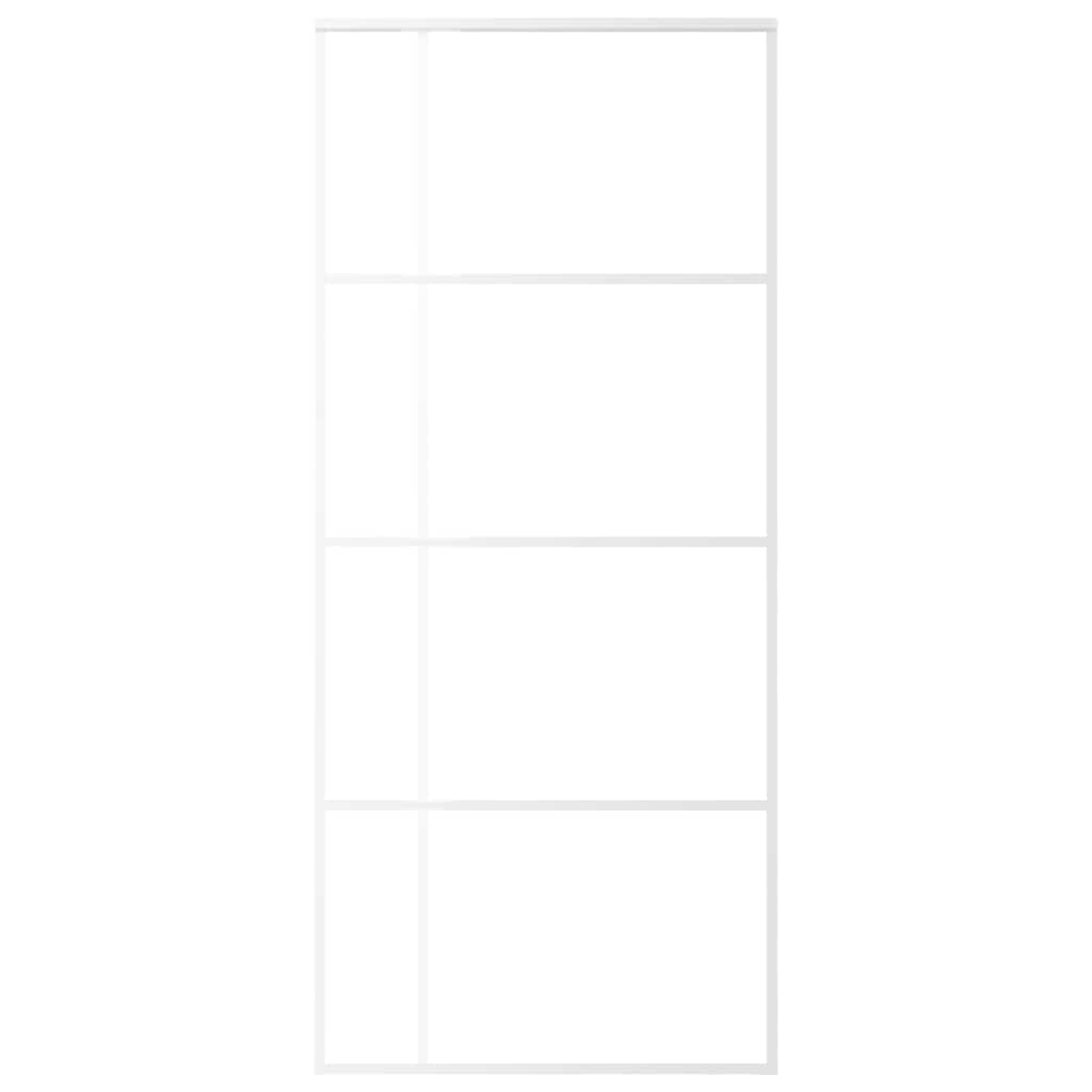 vidaXL Συρόμενη Πόρτα Λευκή Αμμοβολή 90 x 205 εκ. Γυαλί ESG/Αλουμίνιο