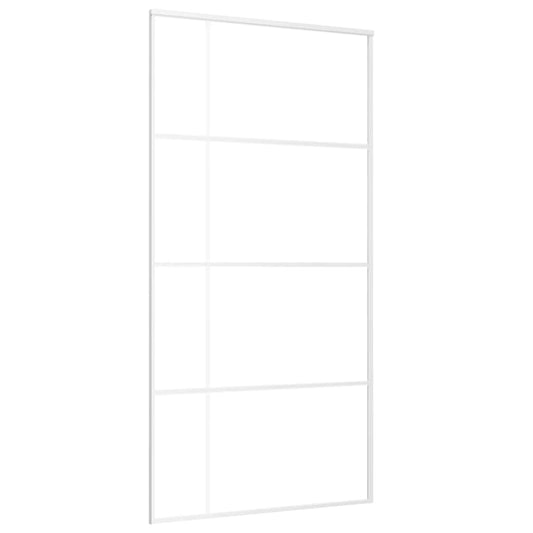 vidaXL Συρόμενη Πόρτα Λευκή Αμμοβολή 102,5x205 εκ. Γυαλί ESG/Αλουμίνιο