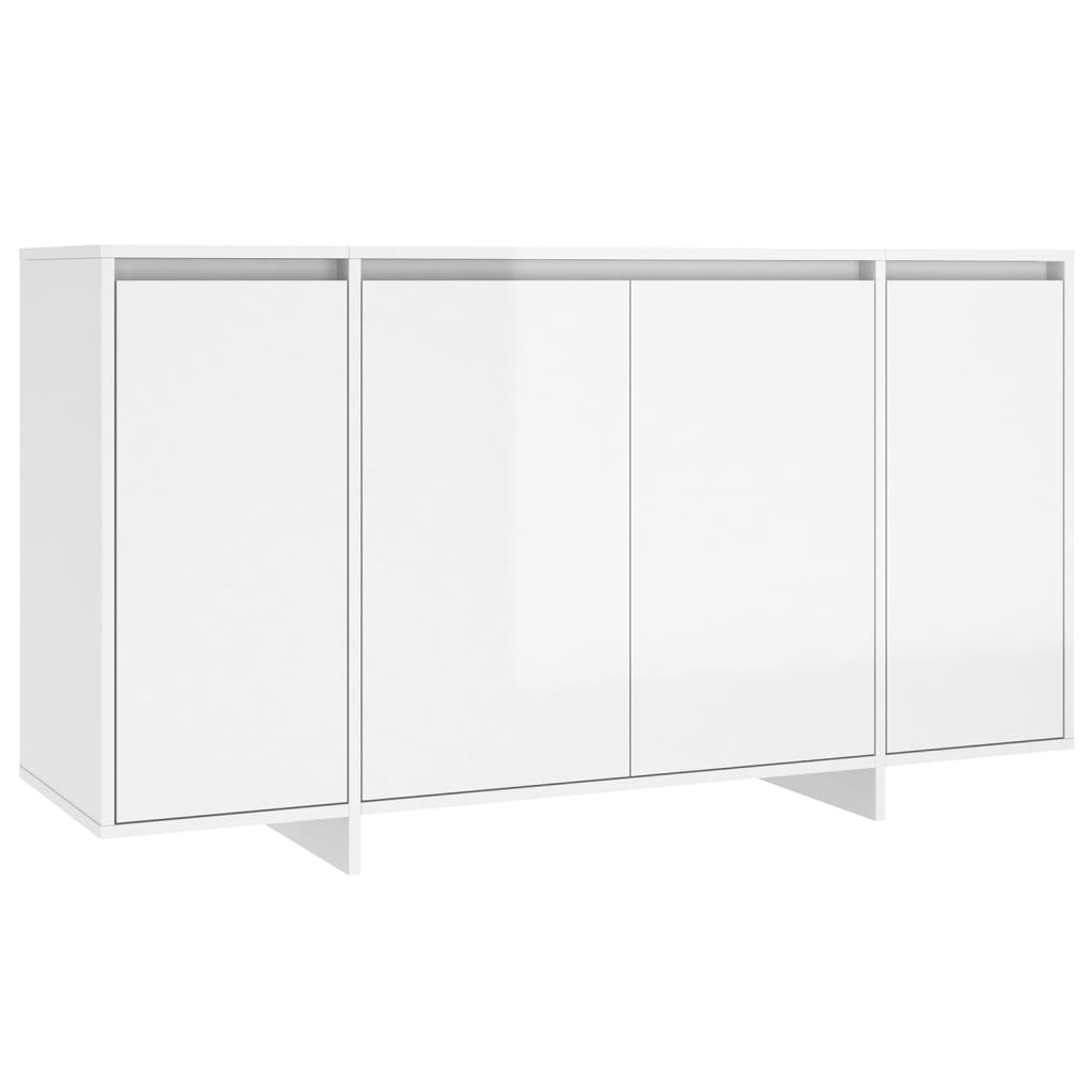 vidaXL Ραφιέρα Γυαλιστερή Λευκή 135x41x75 εκ. από Επεξεργ. Ξύλο
