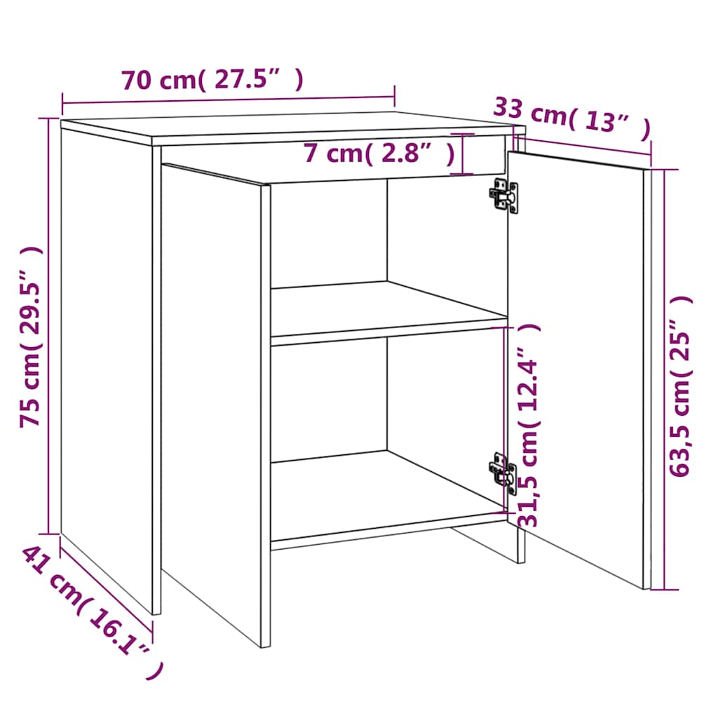 vidaXL Μπουφές Sonoma Δρυς 70x41x75 εκ. από Επεξεργασμένο Ξύλο
