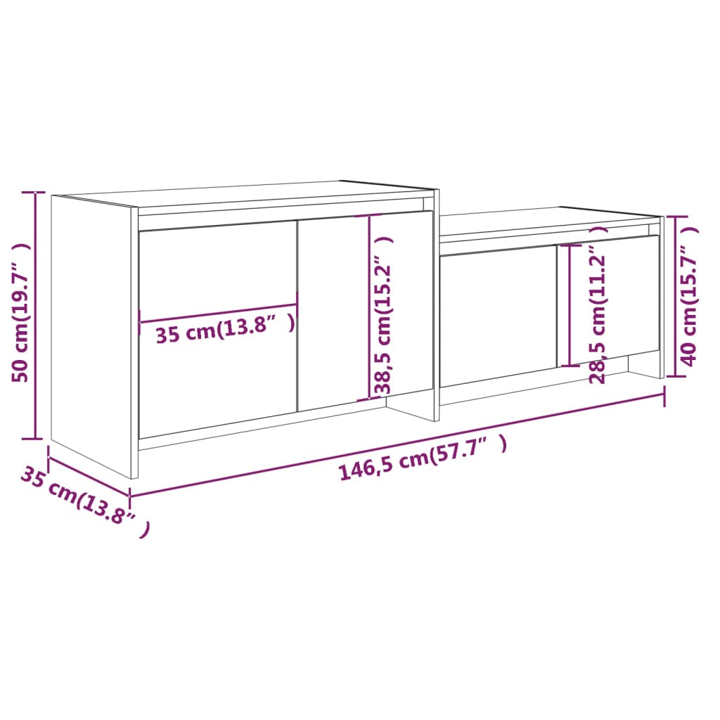 vidaXL Έπιπλο Τηλεόρασης Sonoma Δρυς 146,5x35x50 εκ. Επεξεργ. Ξύλο