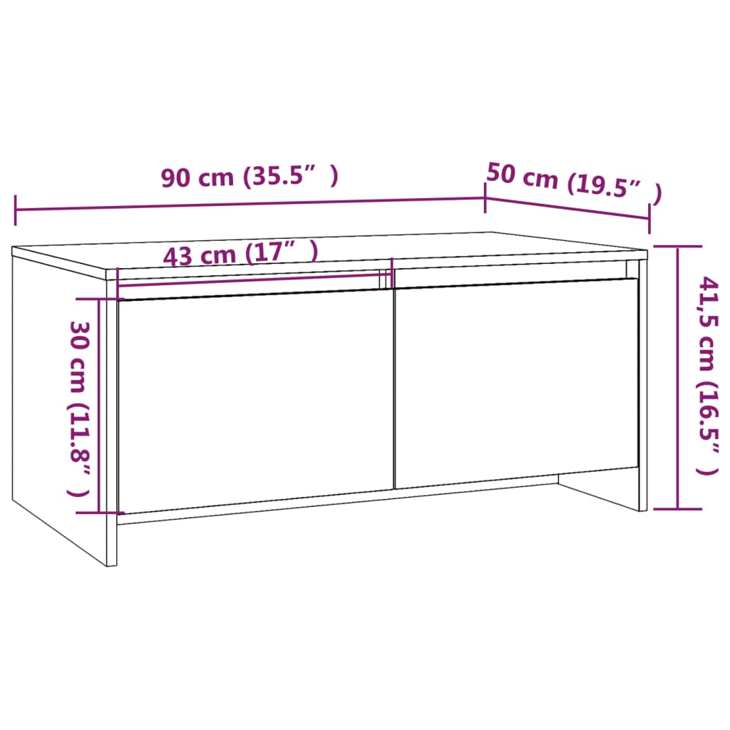 vidaXL Τραπεζάκι Σαλονιού Γκρι Σκυρ. 90x50x41,5 εκ. Επεξεργασμένο Ξύλο