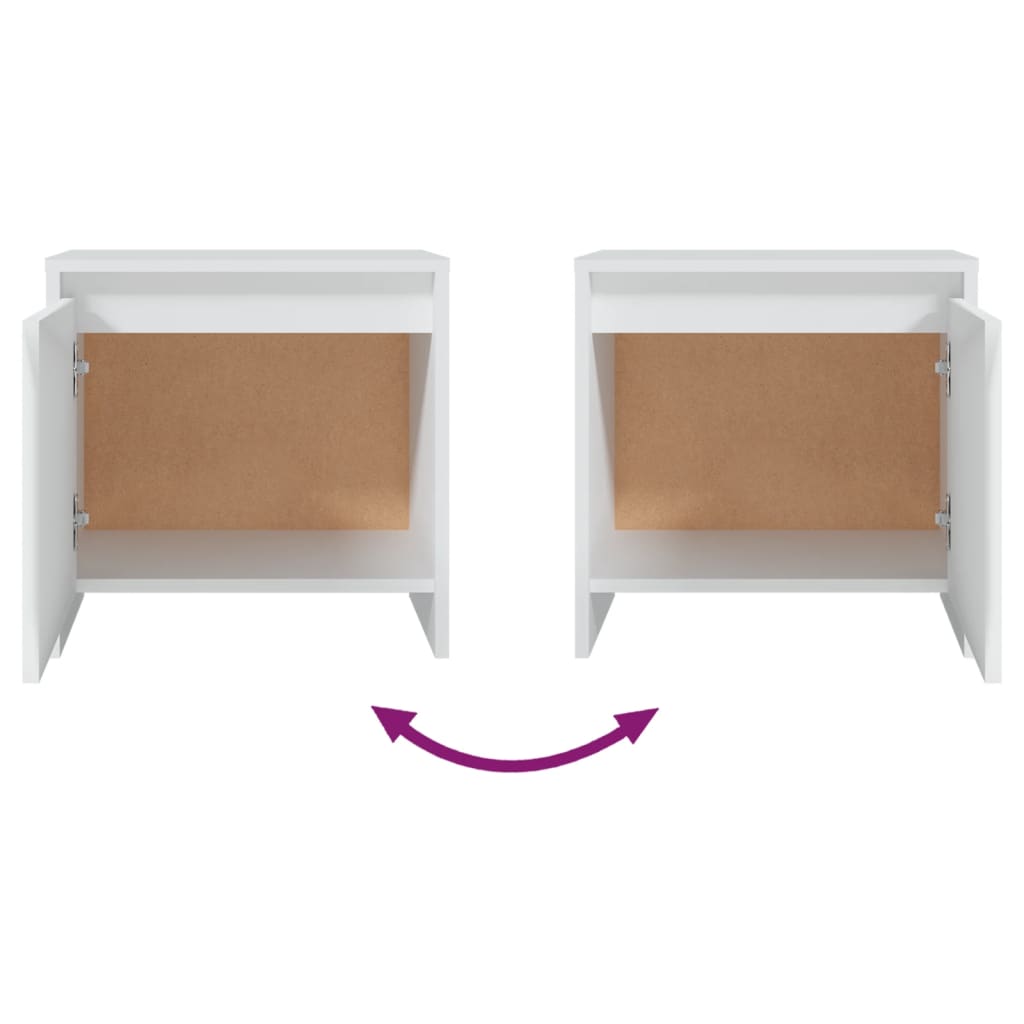 vidaXL Κομοδίνα 2 Τεμ. Λευκά 45x34x44,5 εκ. από Επεξεργασμένο Ξύλο