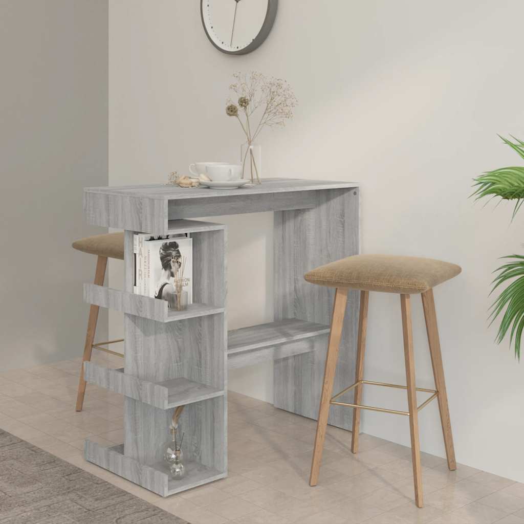 vidaXL Τραπέζι Μπαρ με Ράφια Γκρι Sonoma 100x50x101,5 εκ.