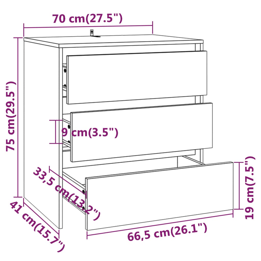 vidaXL Μπουφές Καπνιστή Δρυς 70x41x75 εκ. από Επεξεργασμένο Ξύλο