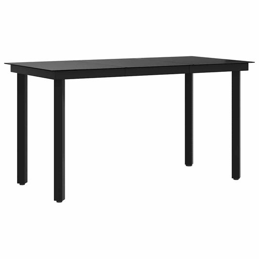vidaXL Τραπεζαρία Κήπου Μαύρη 140 x 70 x 74 εκ. από Ατσάλι / Γυαλί