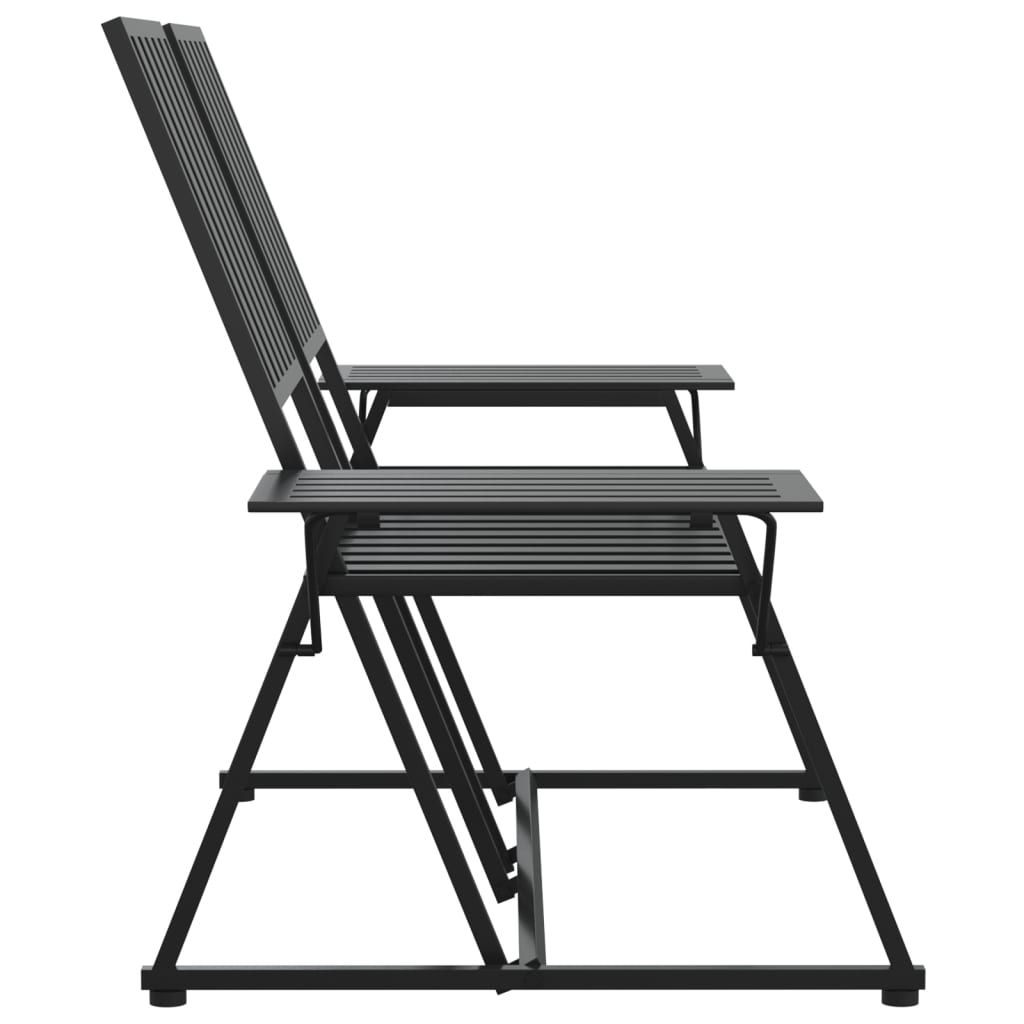 vidaXL Παγκάκι Κήπου Διθέσιο Μαύρο 165 εκ. από Ατσάλι