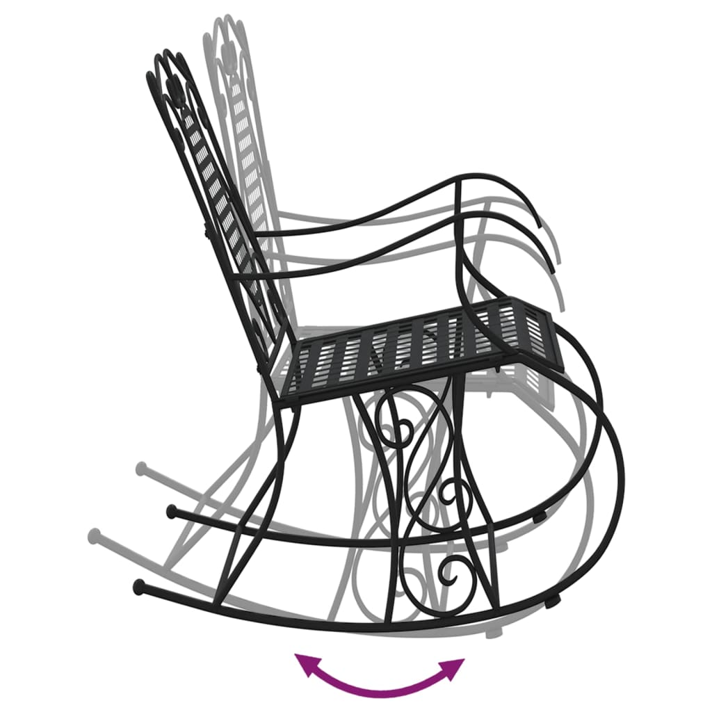 vidaXL Κουνιστό Παγκάκι Μαύρο 84 εκ. από Ατσάλι