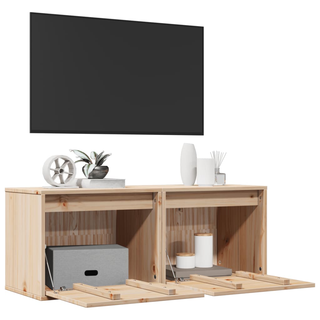 vidaXL Ντουλάπια Τοίχου 2 τεμ. 45 x 30 x 35 εκ. από Μασίφ Ξύλο Πεύκου