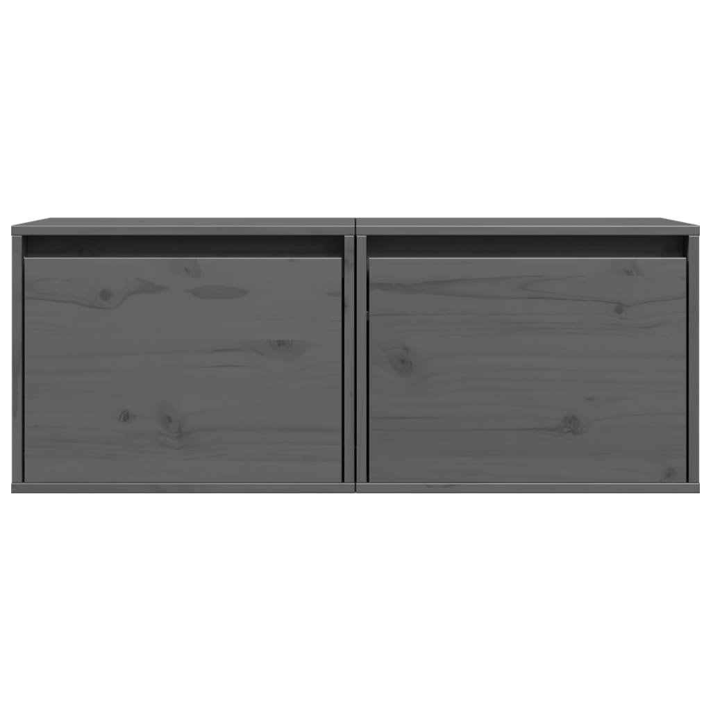 vidaXL Ντουλάπια Τοίχου 2 τεμ. Γκρι 45x30x35 εκ από Μασίφ Ξύλο Πεύκου