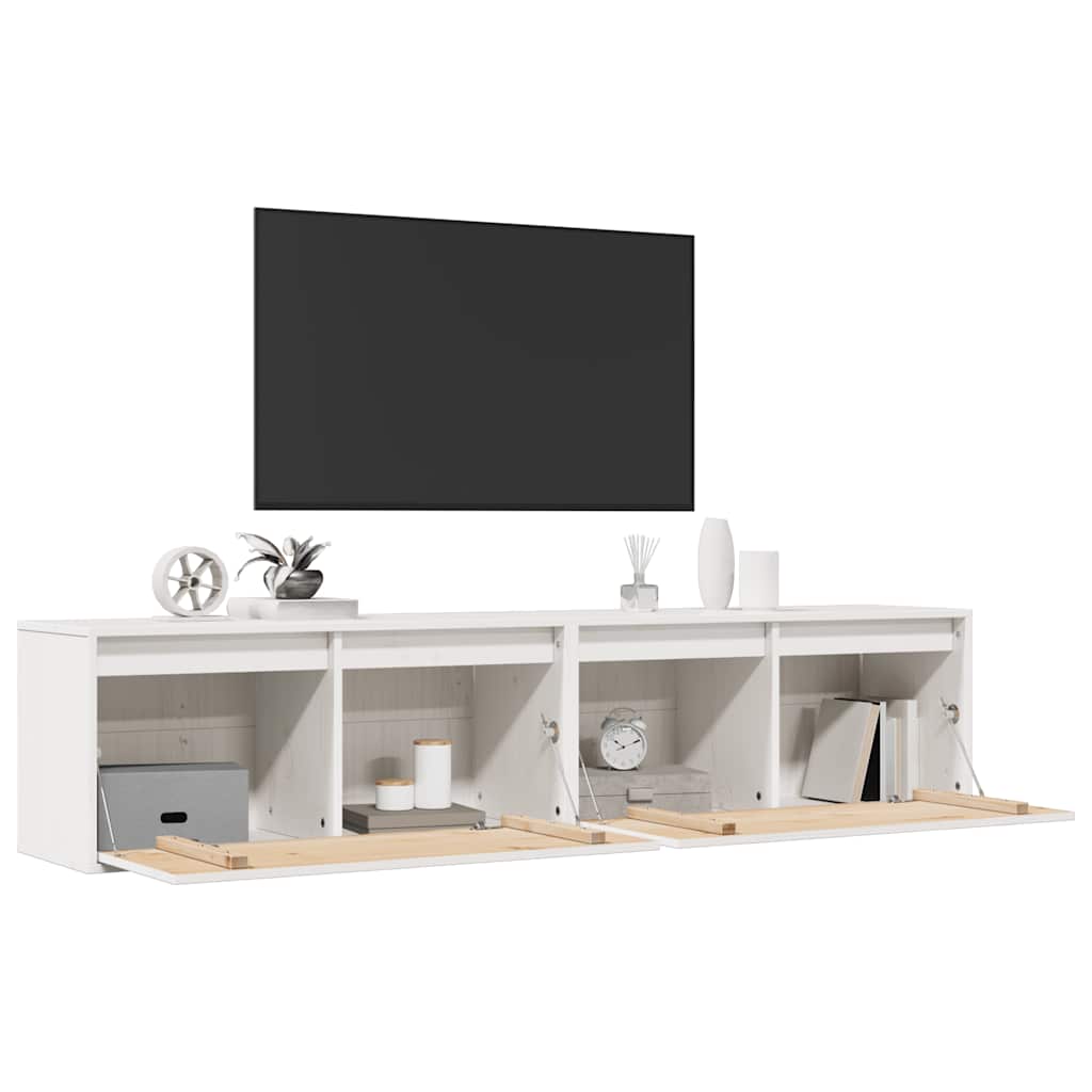 vidaXL Ντουλάπια Τοίχου 2 τεμ. Λευκά 80x30x35 εκ από Μασίφ Ξύλο Πεύκου