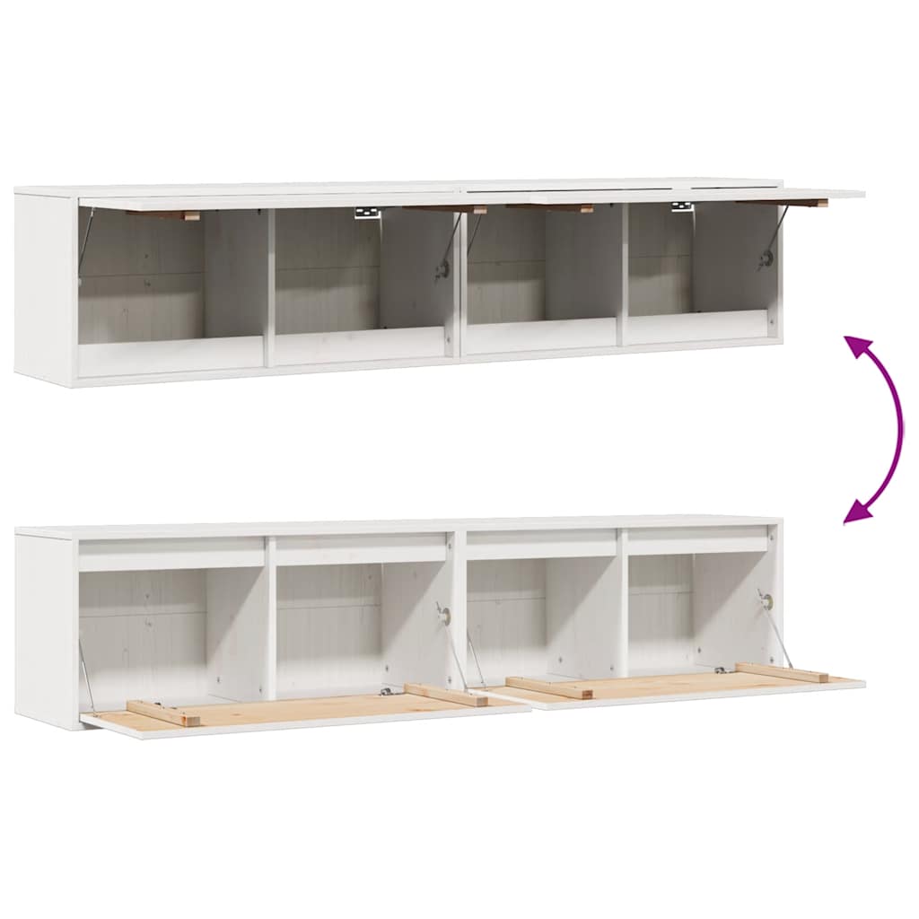 vidaXL Ντουλάπια Τοίχου 2 τεμ. Λευκά 80x30x35 εκ από Μασίφ Ξύλο Πεύκου