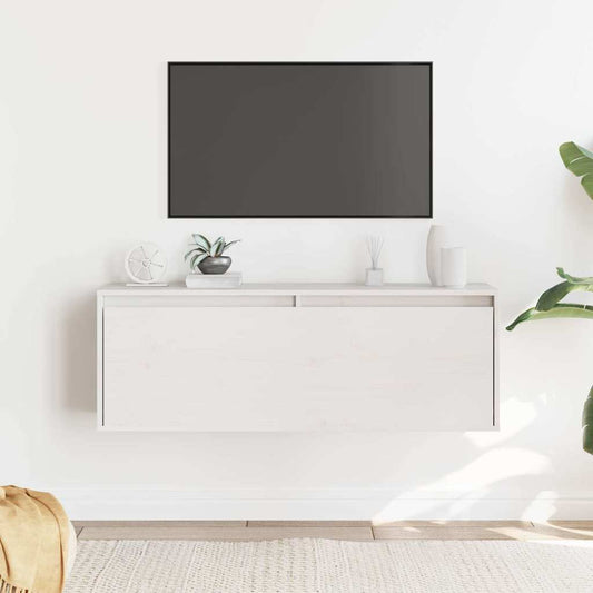 vidaXL Ντουλάπι Τοίχου Λευκό 100 x 30 x 35 εκ. από Μασίφ Ξύλο Πεύκου