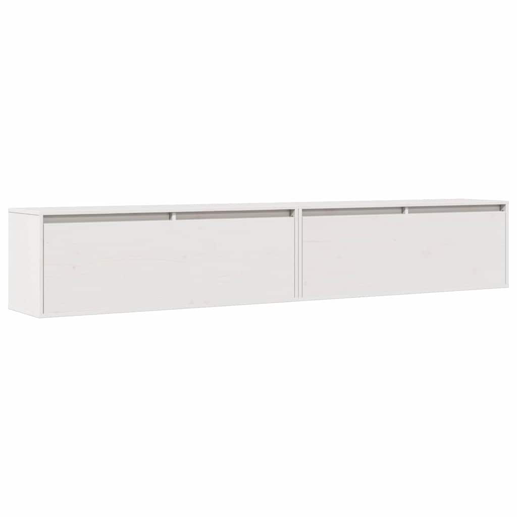 vidaXL Ντουλάπια Τοίχου 2 τεμ. Λευκά 100x30x35 εκ. Μασίφ Ξύλο Πεύκου