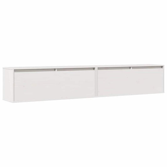 vidaXL Ντουλάπια Τοίχου 2 τεμ. Λευκά 100x30x35 εκ. Μασίφ Ξύλο Πεύκου