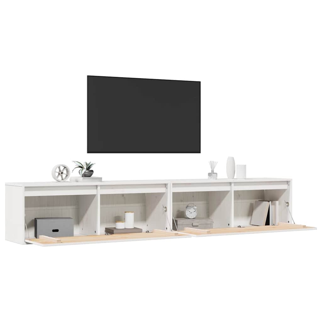 vidaXL Ντουλάπια Τοίχου 2 τεμ. Λευκά 100x30x35 εκ. Μασίφ Ξύλο Πεύκου