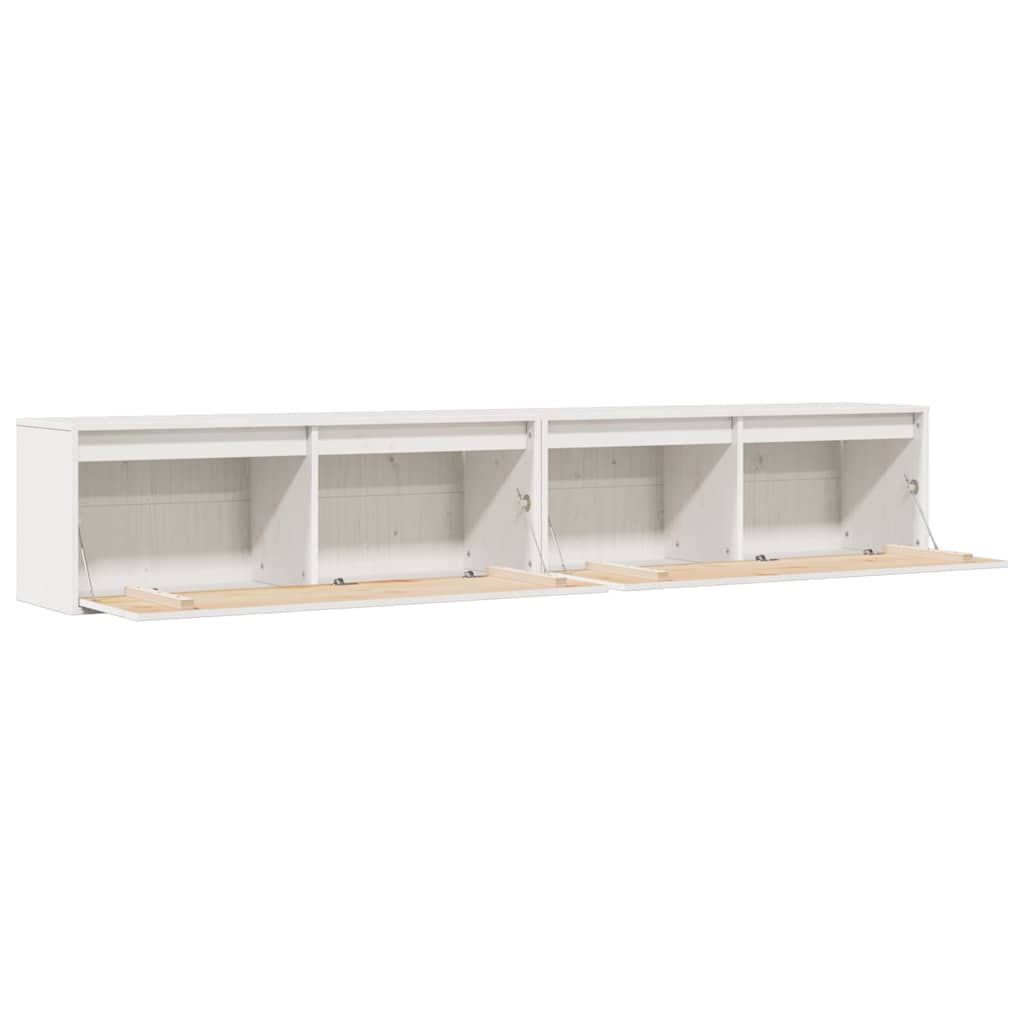 vidaXL Ντουλάπια Τοίχου 2 τεμ. Λευκά 100x30x35 εκ. Μασίφ Ξύλο Πεύκου