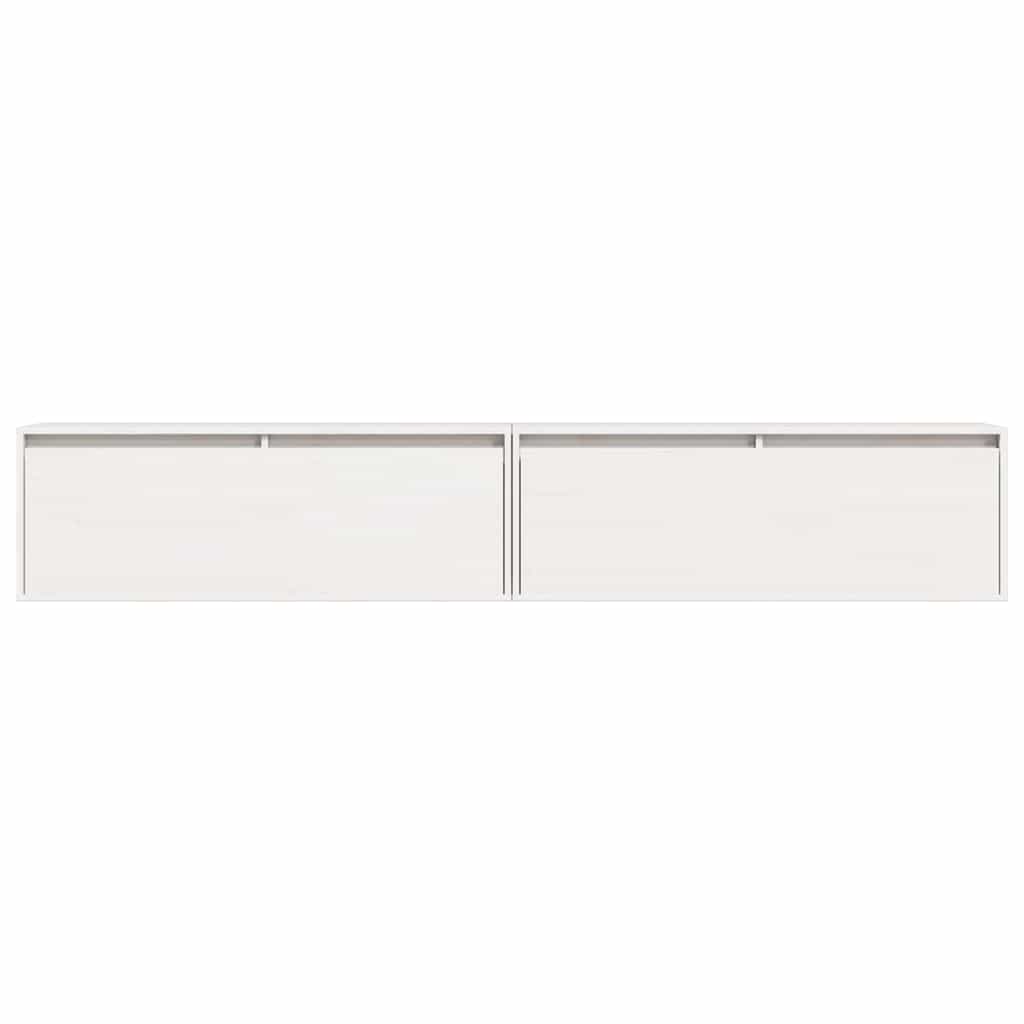 vidaXL Ντουλάπια Τοίχου 2 τεμ. Λευκά 100x30x35 εκ. Μασίφ Ξύλο Πεύκου