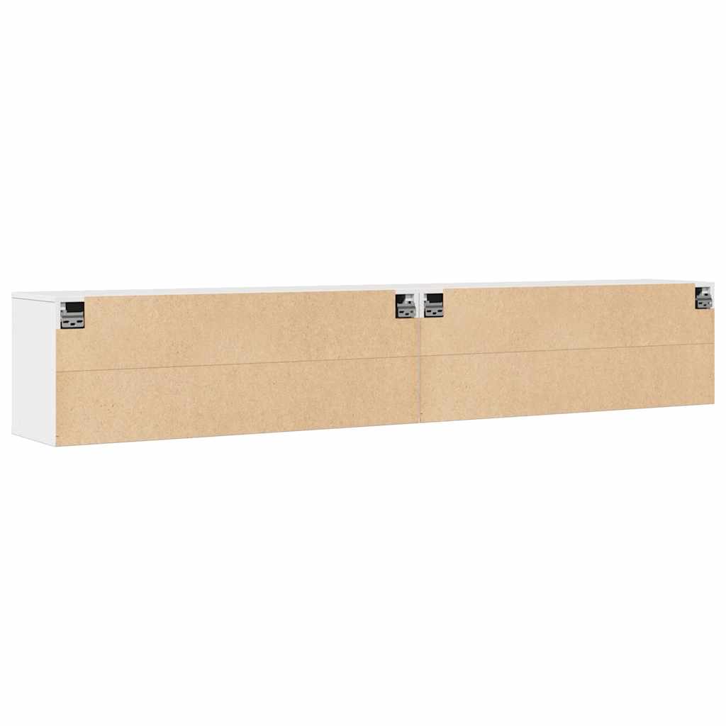 vidaXL Ντουλάπια Τοίχου 2 τεμ. Λευκά 100x30x35 εκ. Μασίφ Ξύλο Πεύκου
