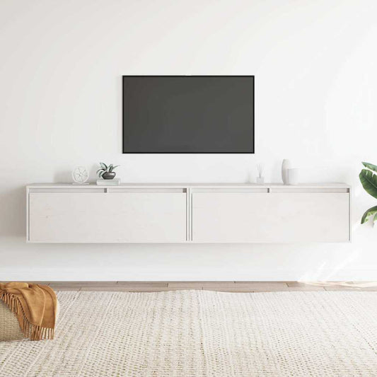 vidaXL Ντουλάπια Τοίχου 2 τεμ. Λευκά 100x30x35 εκ. Μασίφ Ξύλο Πεύκου