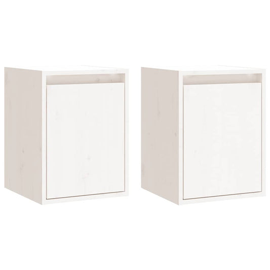 vidaXL Ντουλάπια Τοίχου 2 τεμ. Λευκά 30x30x40 εκ. Μασίφ Ξύλο Πεύκου