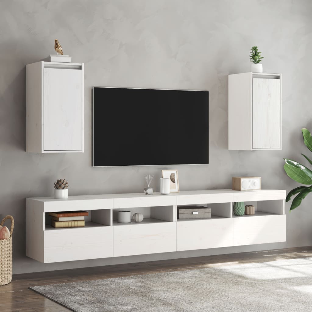 vidaXL Ντουλάπια Τοίχου 2 τεμ. Λευκά 30x30x60 εκ από Μασίφ Ξύλο Πεύκου