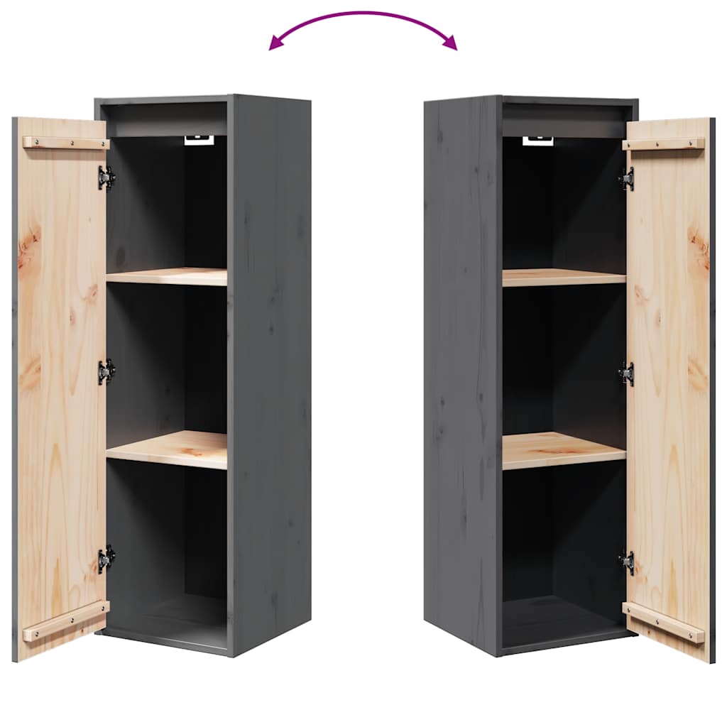 vidaXL Ντουλάπια Τοίχου 2 τεμ. Γκρι 30x30x100εκ από Μασίφ Ξύλο Πεύκου