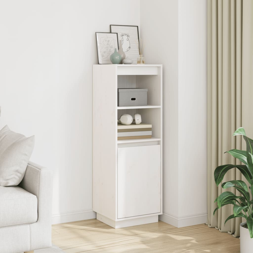 vidaXL Ντουλάπι Ψηλό Λευκό 37 x 34 x 110 εκ. από Μασίφ Ξύλο Πεύκου