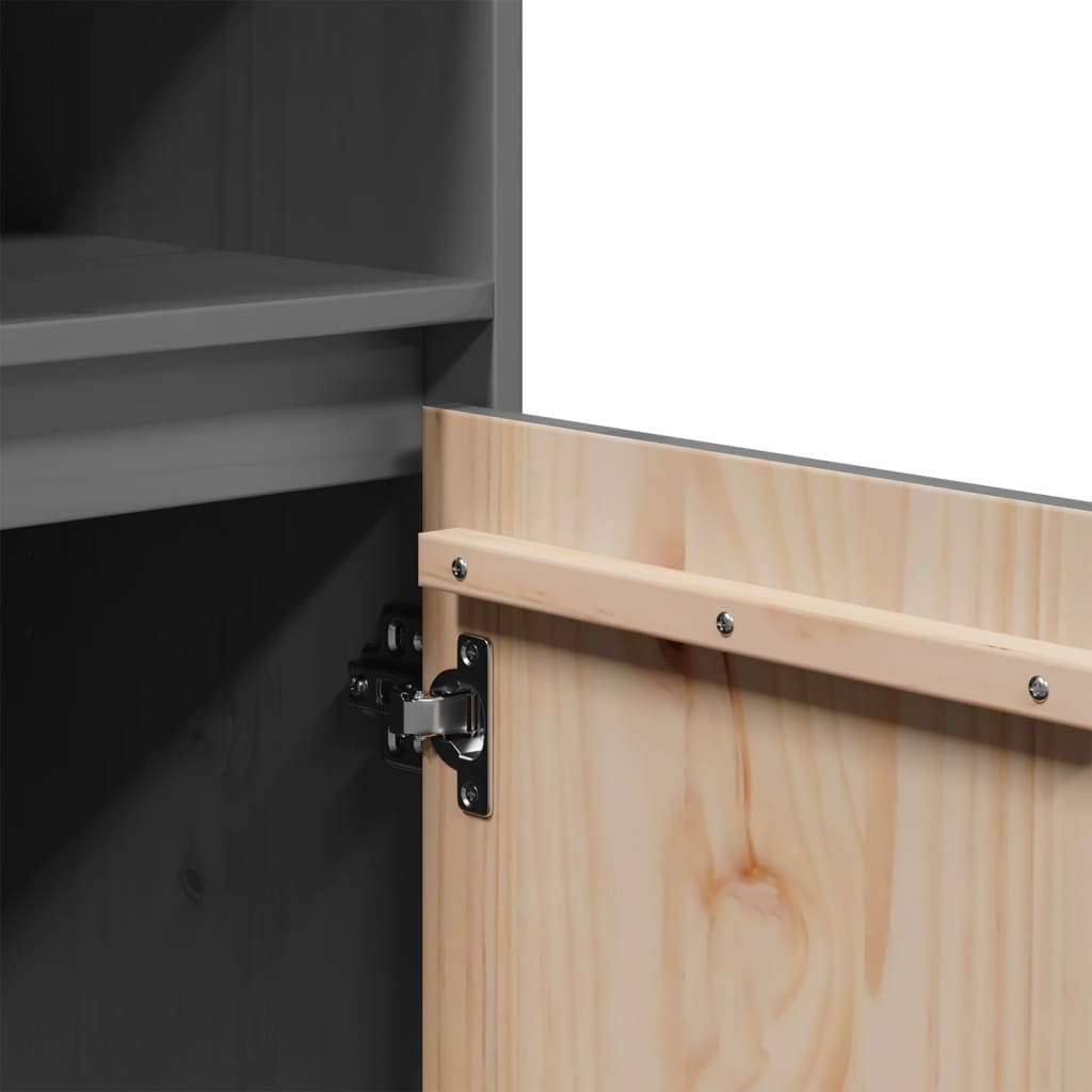 vidaXL Ντουλάπι Ψηλό Γκρι 37 x 34 x 110 εκ. από Μασίφ Ξύλο Πεύκου