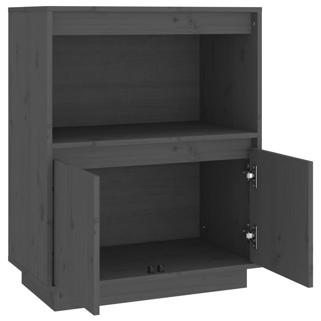 vidaXL Ντουλάπι Γκρι 60 x 34 x 75 εκ. από Μασίφ Ξύλο Πεύκου