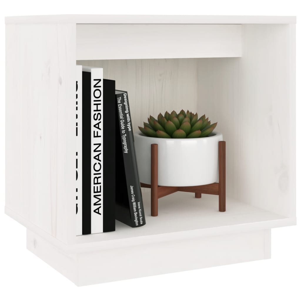 vidaXL Κομοδίνα 2 τεμ. Λευκά 40 x 30 x 40 εκ. από Μασίφ Ξύλο Πεύκου