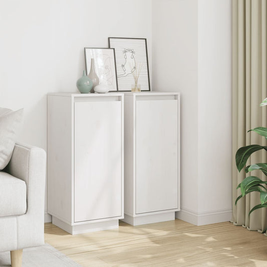 vidaXL Ντουλάπια 2 τεμ. Λευκά 31,5 x 34 x 75 εκ. από Μασίφ Ξύλο Πεύκου