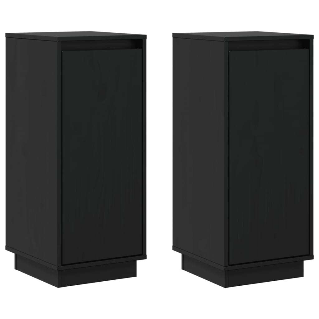 vidaXL Ντουλάπια 2 τεμ. Μαύρα 31,5 x 34 x 75 εκ. από Μασίφ Ξύλο Πεύκου