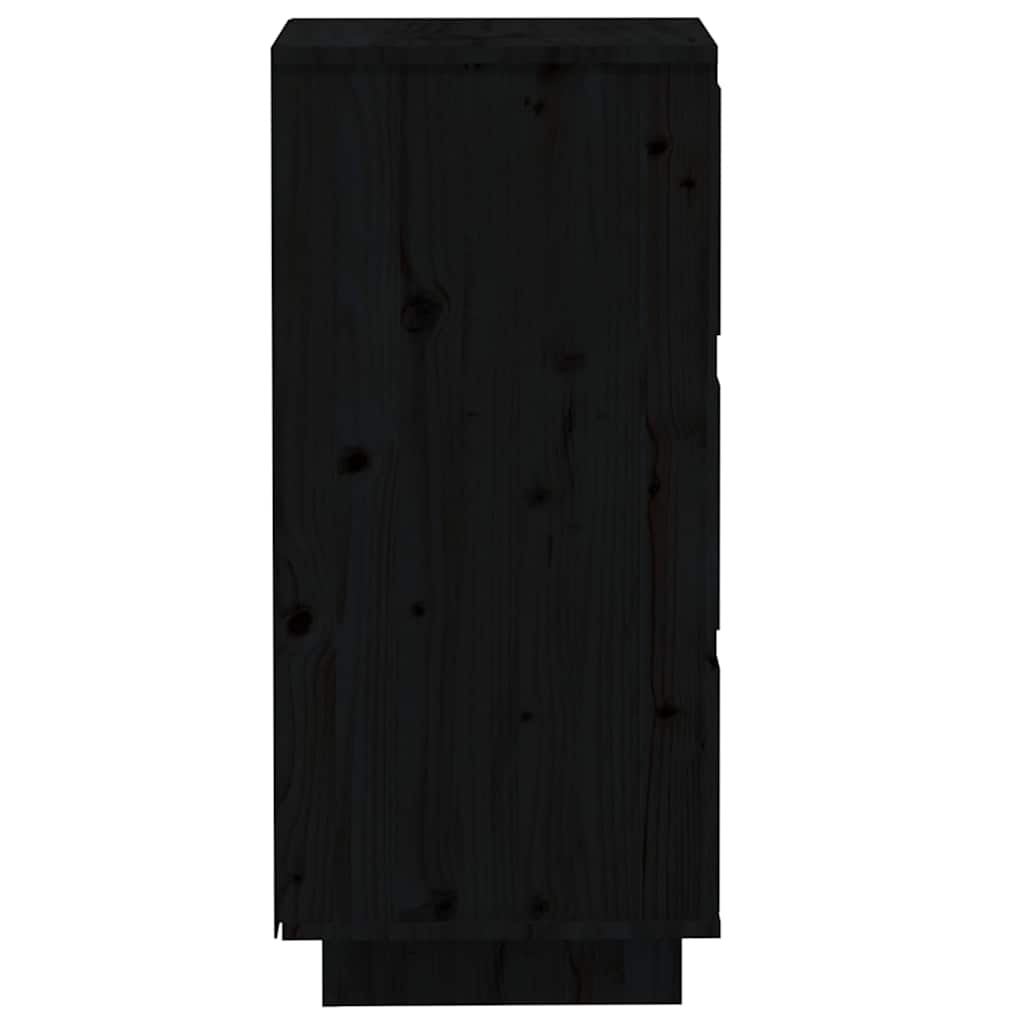 vidaXL Συρταριέρες 2 τεμ. Μαύρες 32x34x75 εκ. από Μασίφ Ξύλο Πεύκου