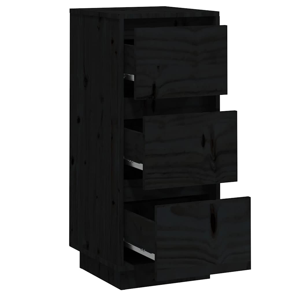vidaXL Συρταριέρες 2 τεμ. Μαύρες 32x34x75 εκ. από Μασίφ Ξύλο Πεύκου
