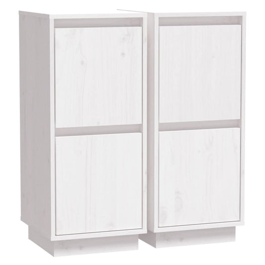 vidaXL Ντουλάπια 2 τεμ. Λευκά 31,5 x 34 x 75 εκ. από Μασίφ Ξύλο Πεύκου