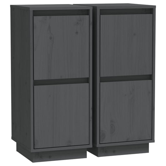 vidaXL Ντουλάπια 2 τεμ. Γκρι 31,5 x 34 x 75 εκ. από Μασίφ Ξύλο Πεύκου
