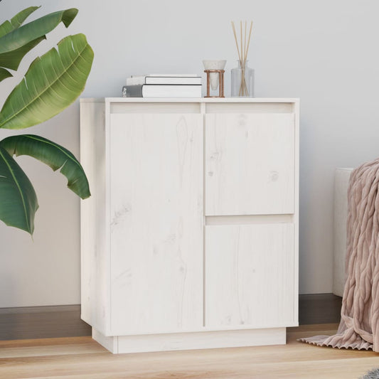 vidaXL Ντουλάπι Λευκό 60 x 34 x 75 εκ. από Μασίφ Ξύλο Πεύκου