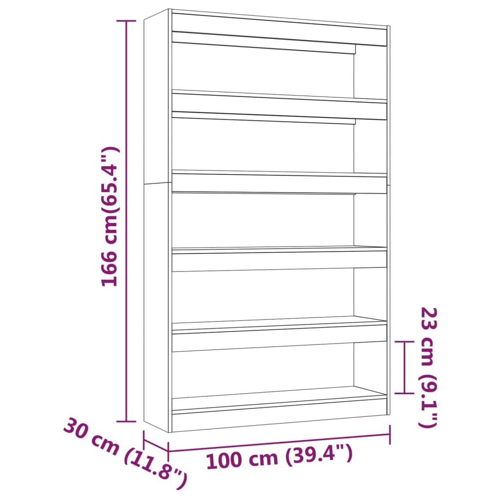 vidaXL Βιβλιοθήκη/Διαχωριστικό Χώρου Γκρι Sonoma 100x30x166 εκ.