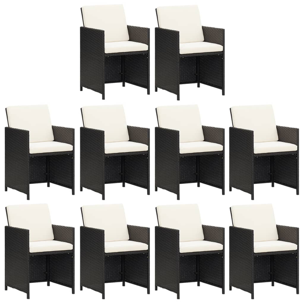 vidaXL Σετ Τραπεζαρίας Κήπου 11 τεμ.Μαύρο Συνθετικό Ρατάν με Μαξιλάρια