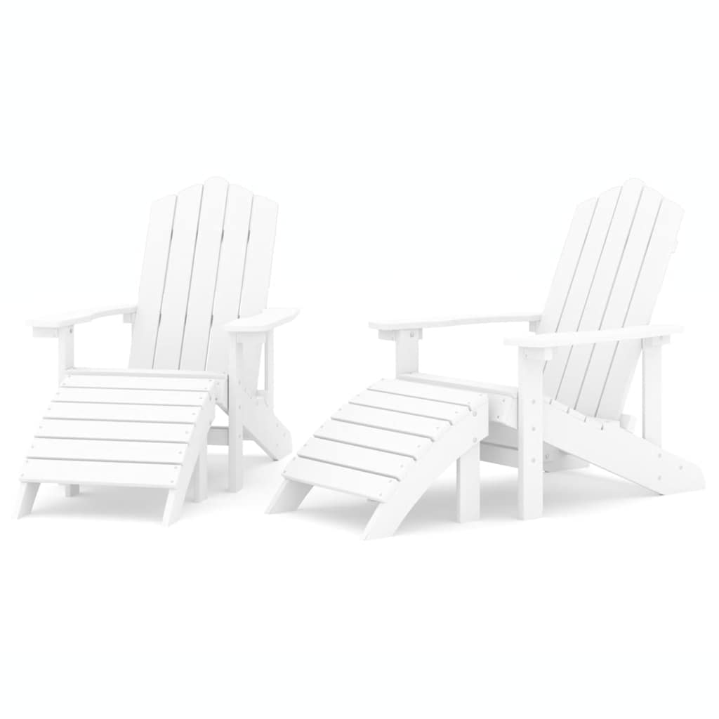 vidaXL Καρέκλες Κήπου Adirondack 2 τεμ. Λευκές από HDPE με Υποπόδια