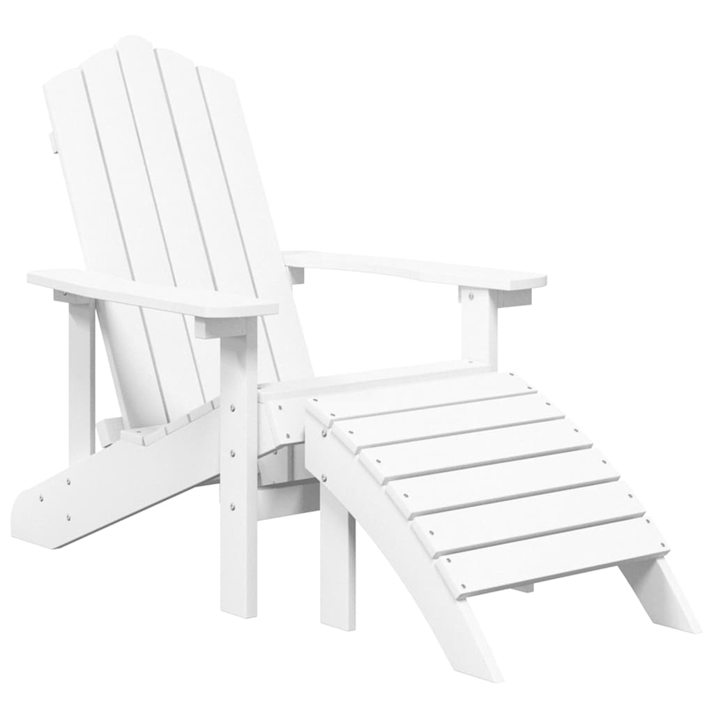 vidaXL Καρέκλες Κήπου Adirondack 2 τεμ. Λευκές από HDPE με Υποπόδια