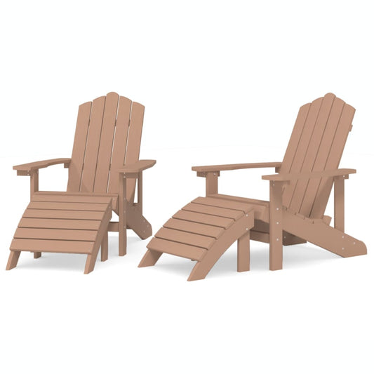 vidaXL Καρέκλες Κήπου Adirondack 2 τεμ. Καφέ από HDPE με Υποπόδια