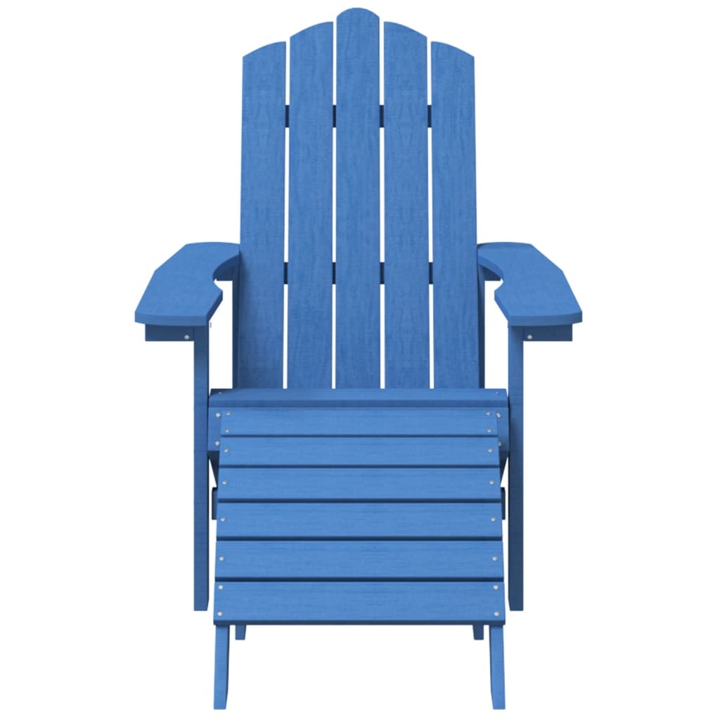 vidaXL Καρέκλες Κήπου Adirondack με Υποπόδιο & Τραπεζάκι Γαλάζιο HDPE