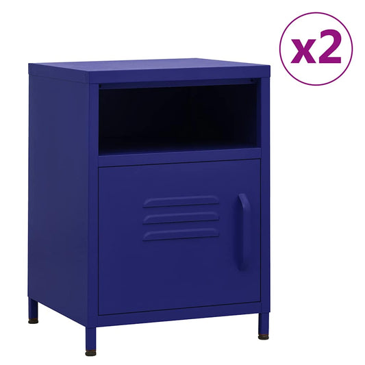 vidaXL Κομοδίνα 2 τεμ. Ναυτικό Μπλε 35 x 35 x 51 εκ. Ατσάλινα