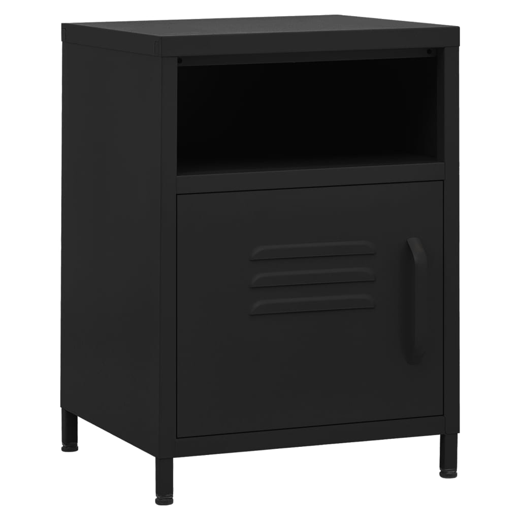 vidaXL Κομοδίνα 2 τεμ. Μαύρα 35 x 35 x 51 εκ. Ατσάλινα