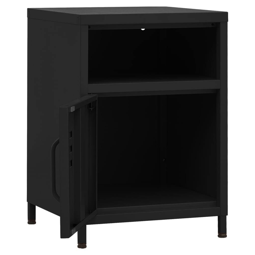 vidaXL Κομοδίνα 2 τεμ. Μαύρα 35 x 35 x 51 εκ. Ατσάλινα
